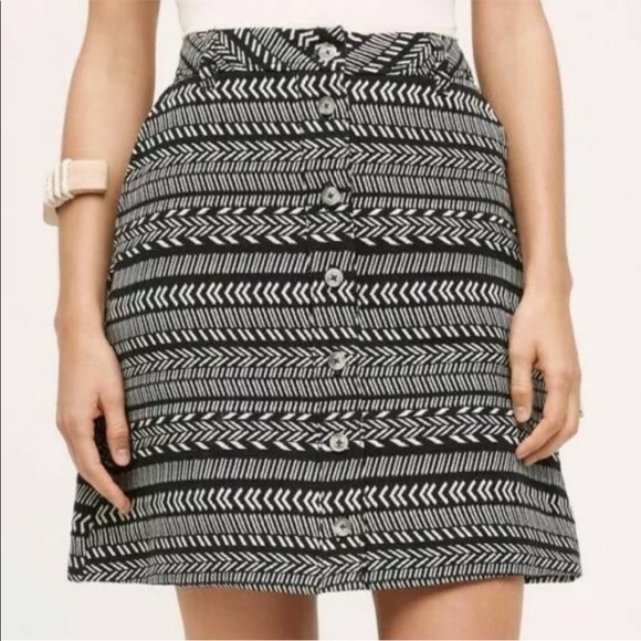 Maeve Dresses & Skirts - Maeve Anthropologie Fieldnotes Black White Tribal Striped Button Front Skirt 2
